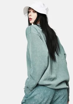 Daisy Street Zara Washed Green Butterfly Sweatshirt