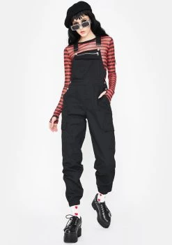 Daisy Street Jumpsuits & Rompers Black Combat Dungaree With Zip Pocket