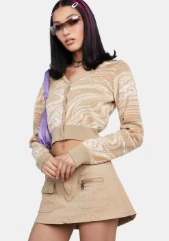 Daisy Street Cream Marble Knit Cardigan