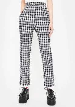 Daisy Street Bottoms Black White Check Tapered Pants