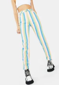 Daisy Street Pastel Stripe Mom Jeans