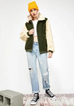 Daisy Street Khaki Teddy Bomber Jacket