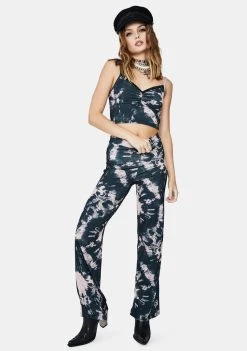 Daisy Street Bottoms Black And Pink Tie Dye Trousers