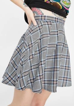 Daisy Street Plaid Check Pleated Mini Skirt