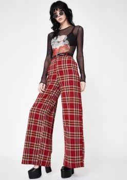 Daisy Street Check Flare Pants Bottoms