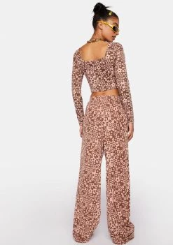 Daisy Street Floral Flared Trousers
