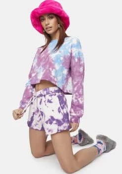 Daisy Street Bottoms Purple Layla Tie Dye Shorts