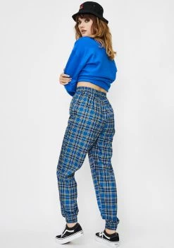 Daisy Street Checkered High Waist Slim Joggers Bottoms
