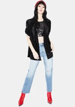 Daisy Street Velvet Boyfriend Blazer Outerwear