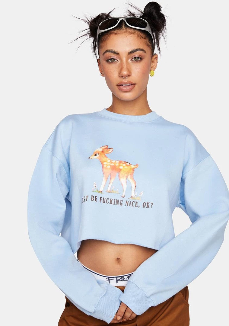 Daisy Street Graphic Crop Sweater Tops