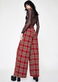 Daisy Street Check Flare Pants Bottoms