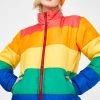 Daisy Street Outerwear Rainbow Colorblock Puffer Jacket