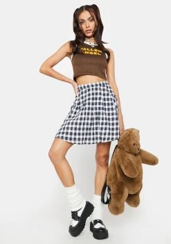 Daisy Street Blue Check Emily Mini Skirt Bottoms