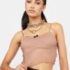 Daisy Street Brown Mesh Crop Tank