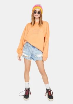 Daisy Street Overdyed Moon Graphic Crewneck Sweater Tops