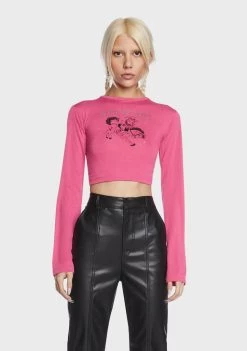 Daisy Street Howdy Rhinestone Crop Top Long Sleeves