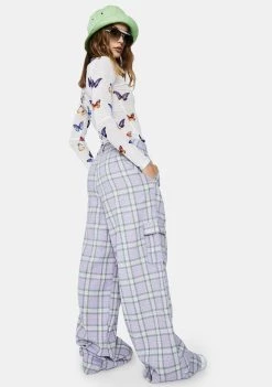 Daisy Street Lilac Checked Trousers Bottoms