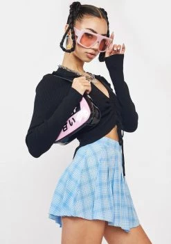 Daisy Street Blue Emily Plaid Skirt Bottoms