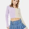 Daisy Street Lilac 90's Split Color Cropped Cardigan