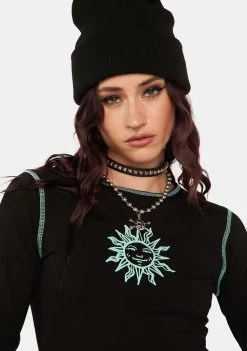 Daisy Street Sun Printed Crop Top