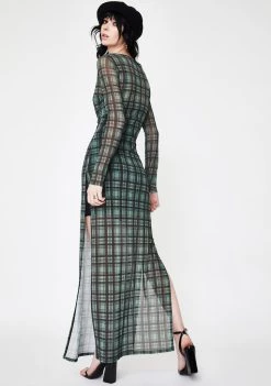 Daisy Street Check Print Mesh Dress Dresses