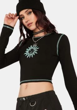 Daisy Street Sun Printed Crop Top