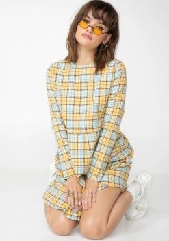 Daisy Street Sunny Plaid Check Print Smock Dress
