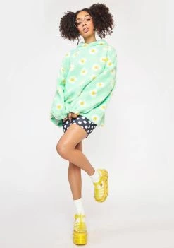Daisy Street Tops Mint Green Daisy Sherpa Hoodie