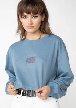 Daisy Street Los Angeles Cropped Sweatshirt Tops