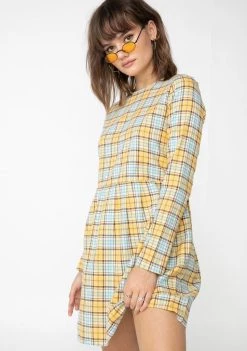 Daisy Street Sunny Plaid Check Print Smock Dress