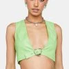 Daisy Street Neon Green Vegan Leather Crop Top