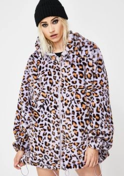 Daisy Street Outerwear Oversized Leopard Faux Fur Jacket