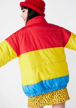 Daisy Street Rainbow Puffer Jacket