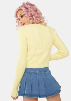 Daisy Street Yellow Textured Crop Cardigan Tops