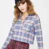 Daisy Street Cropped Checkered Zip Up Top