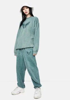 Daisy Street Megan Washed Green Sweatpants