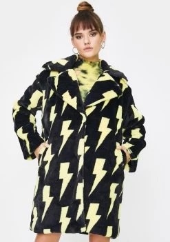 Daisy Street Lightning Faux Fur Coat