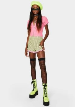 Daisy Street Checkered Frill Shorts Bottoms