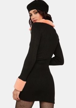 Daisy Street Fur Trim Mini Dress Dresses