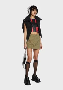 Daisy Street Khaki Twill Mini Skirt Bottoms