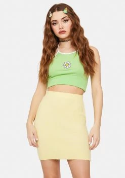 Daisy Street Yellow Textured Mini Skirt Bottoms