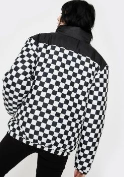 Daisy Street Outerwear Checkerboard Puffer Jacket