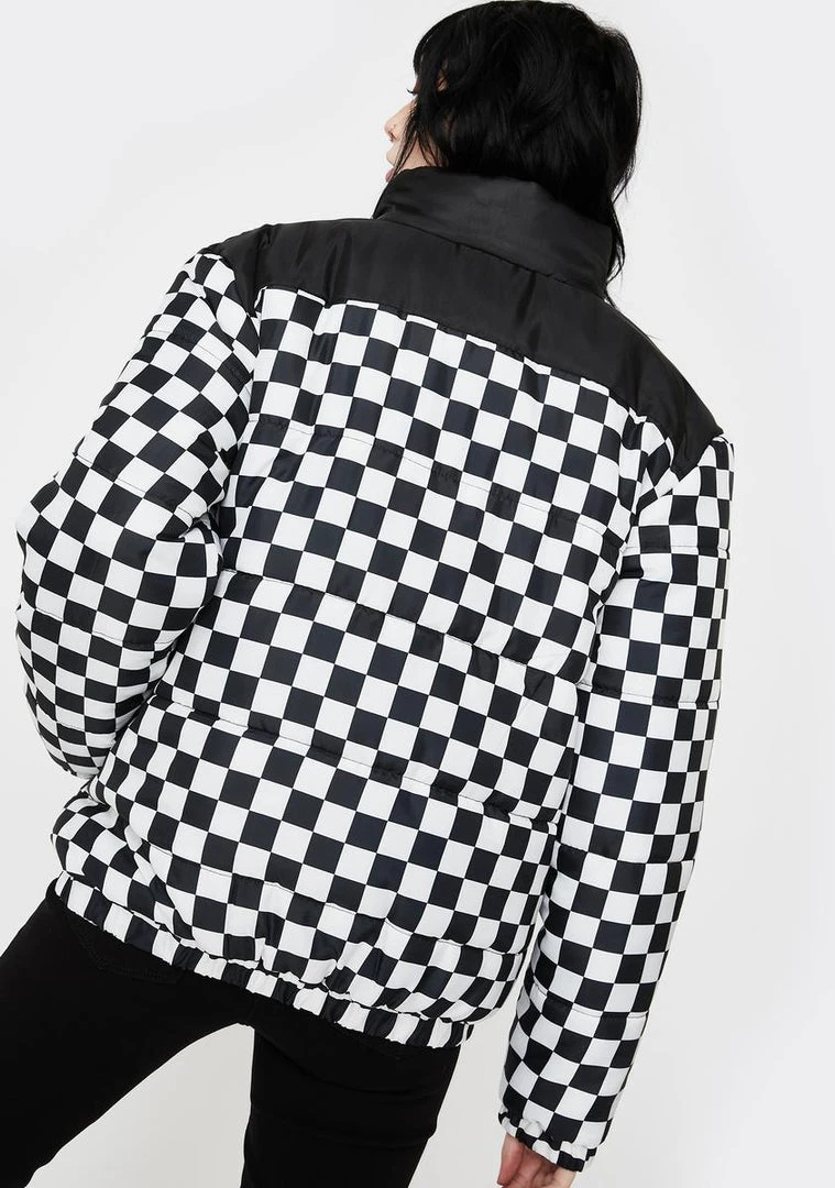 Daisy Street Outerwear Checkerboard Puffer Jacket