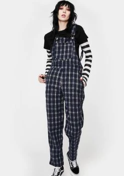 Daisy Street Blue Plaid Overalls