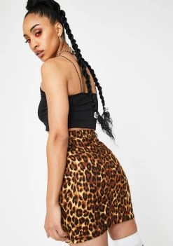 Daisy Street Bottoms Leopard High Waisted Mini Skirt