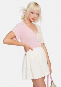 Daisy Street Pink 90's Split Color Cardigan Tops