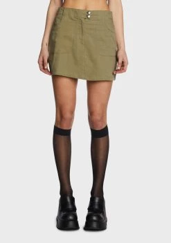Daisy Street Khaki Twill Mini Skirt Bottoms