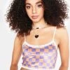 Daisy Street Tops Checkerboard Crop Top
