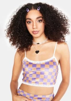Daisy Street Tops Checkerboard Crop Top