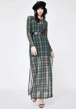 Daisy Street Check Print Mesh Dress Dresses